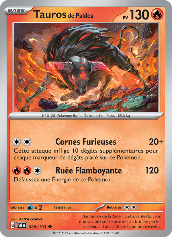Tauros de Paldea 028 — Évolutions à Paldea (French Pokémon TCG card)
