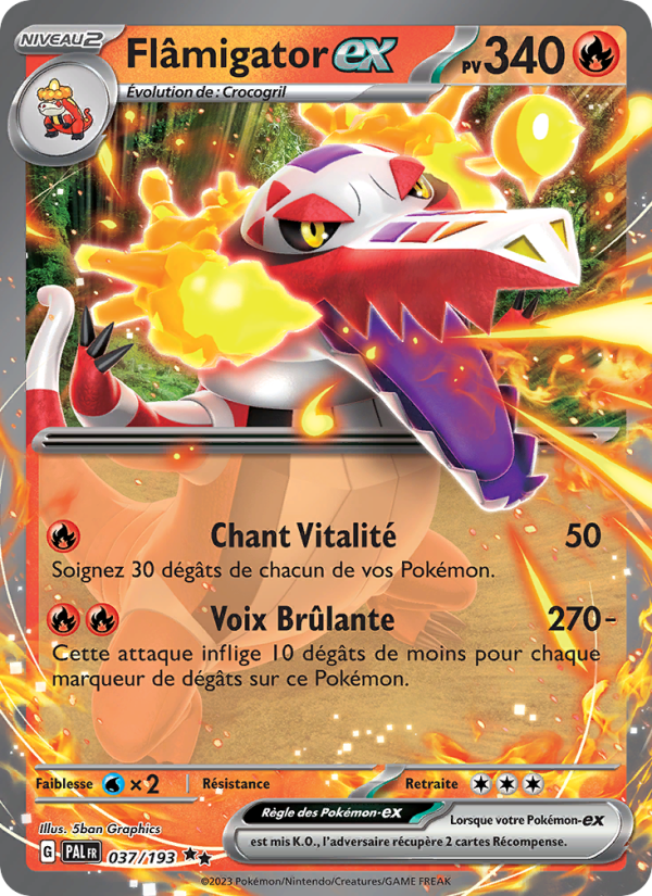 Flâmigator-ex 037 — Évolutions à Paldea (French Pokémon TCG card)