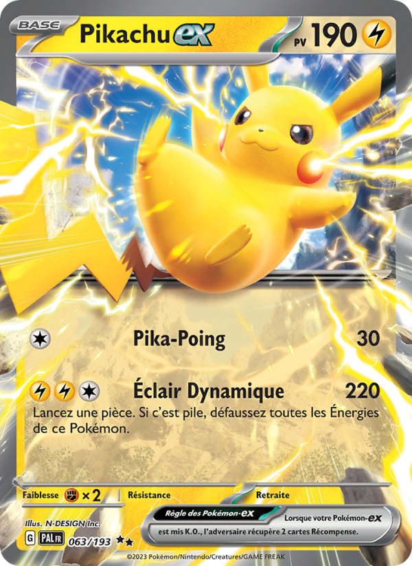 Pikachu-ex 063 — Évolutions à Paldea (French Pokémon TCG card)