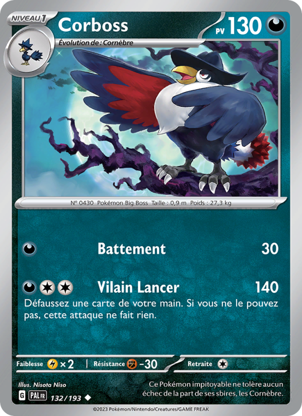 Corboss 132 — Évolutions à Paldea (French Pokémon TCG card)