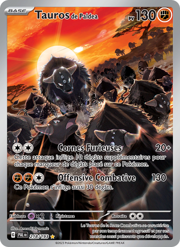 Tauros de Paldea 218 — Évolutions à Paldea (French Pokémon TCG card)
