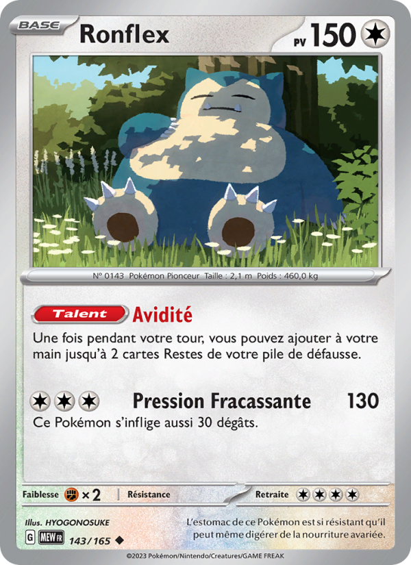 Ronflex 143 — 151 (French Pokémon TCG card)