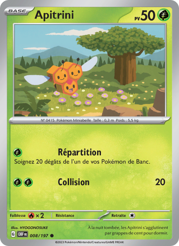 Apitrini 008 — Flammes Obsidiennes (French Pokémon TCG card)