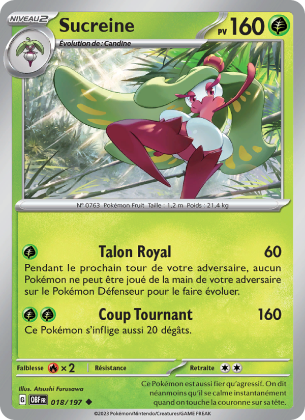 Sucreine 018 — Flammes Obsidiennes (French Pokémon TCG card)