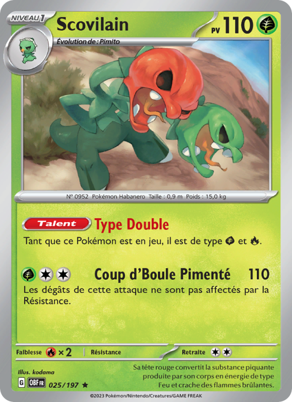 Scovilain 025 — Flammes Obsidiennes (French Pokémon TCG card)