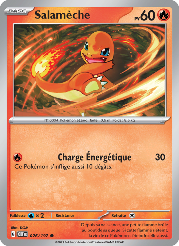Salamèche 026 — Flammes Obsidiennes (French Pokémon TCG card)
