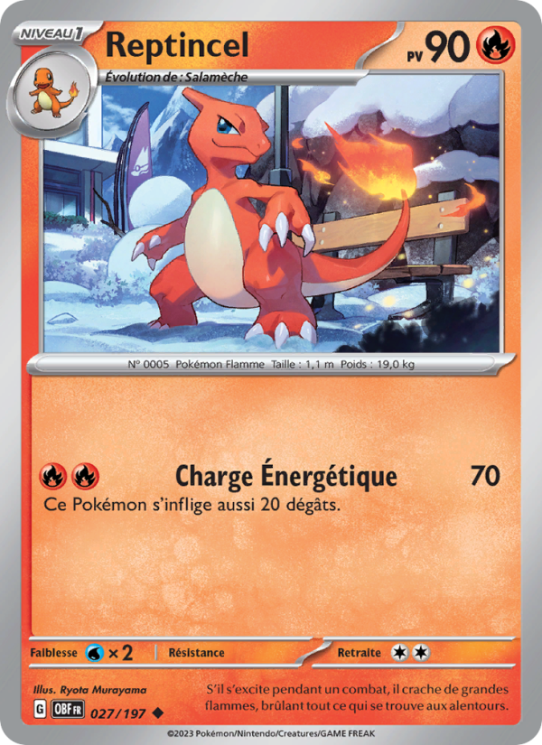 Reptincel 027 — Flammes Obsidiennes (French Pokémon TCG card)