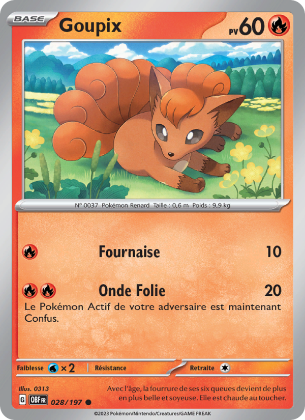 Goupix 028 — Flammes Obsidiennes (French Pokémon TCG card)