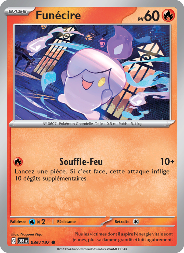 Funécire 036 — Flammes Obsidiennes (French Pokémon TCG card)