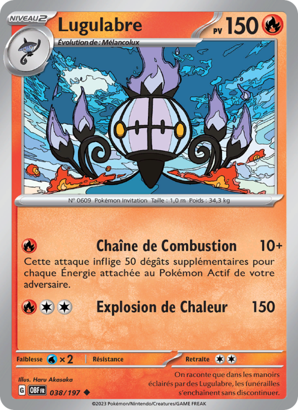 Lugulabre 038 — Flammes Obsidiennes (French Pokémon TCG card)