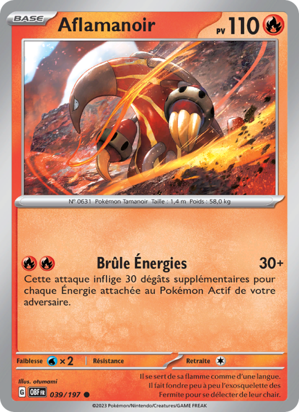 Aflamanoir 039 — Flammes Obsidiennes (French Pokémon TCG card)