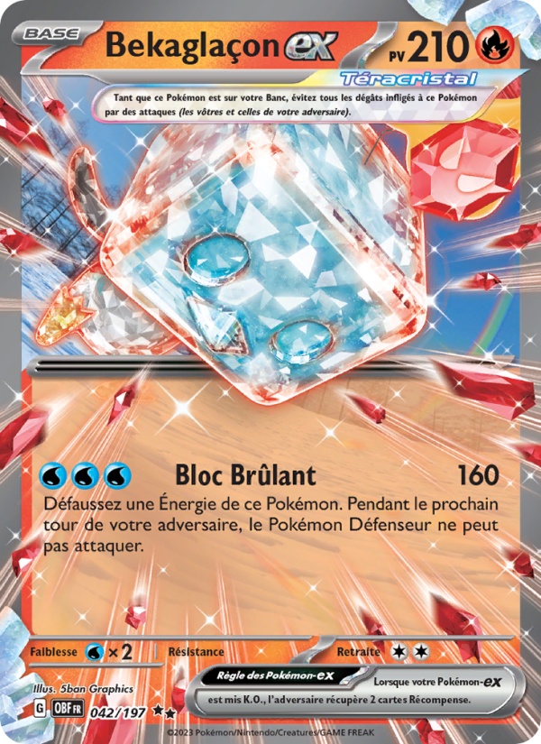Bekaglaçon-ex 042 — Flammes Obsidiennes (French Pokémon TCG card)