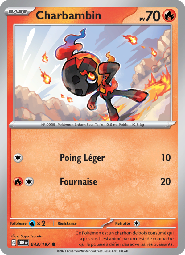 Charbambin 043 — Flammes Obsidiennes (French Pokémon TCG card)