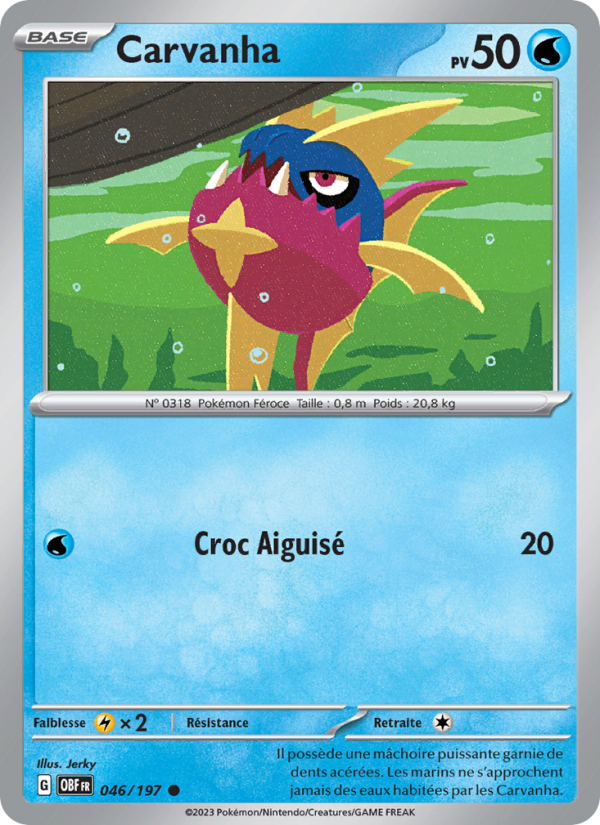Carvanha 046 — Flammes Obsidiennes (French Pokémon TCG card)
