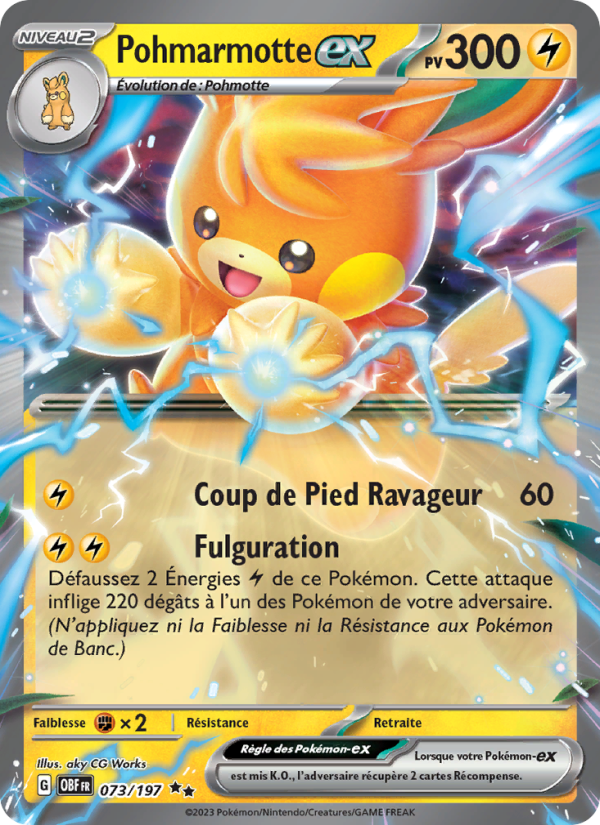Pohmarmotte-ex 073 — Flammes Obsidiennes (French Pokémon TCG card)