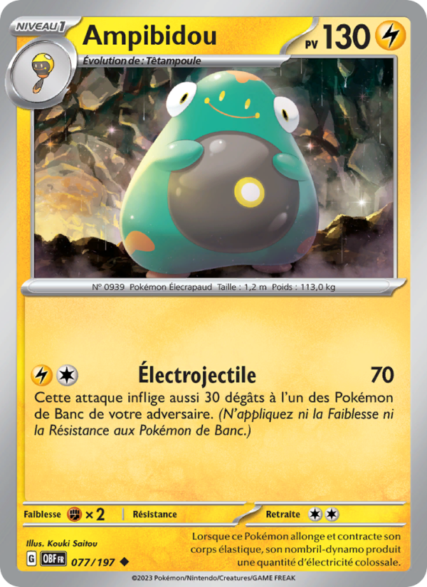 Ampibidou 077 — Flammes Obsidiennes (French Pokémon TCG card)