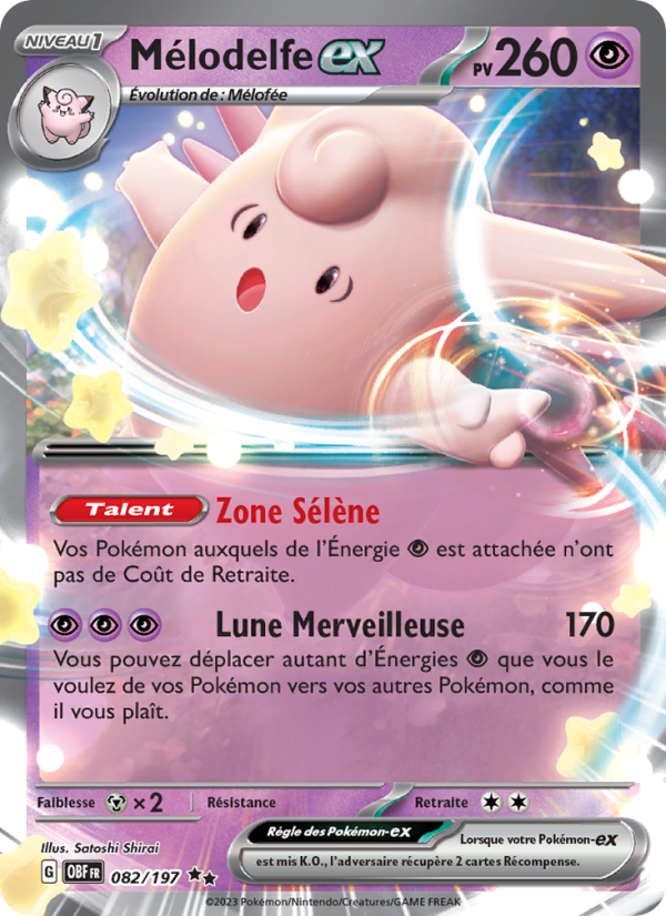 Mélodelfe-ex 082 — Flammes Obsidiennes (French Pokémon TCG card)