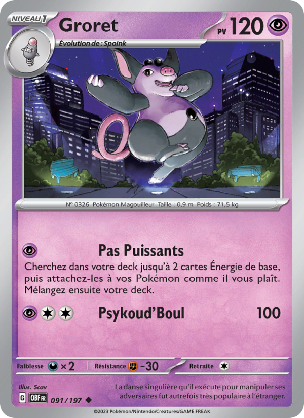Groret 091 — Flammes Obsidiennes (French Pokémon TCG card)