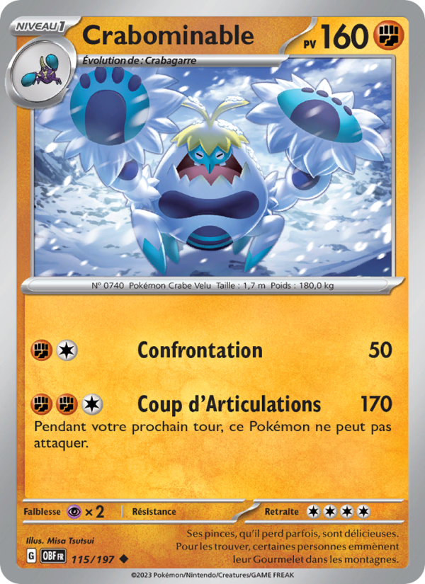 Crabominable 115 — Flammes Obsidiennes (French Pokémon TCG card)