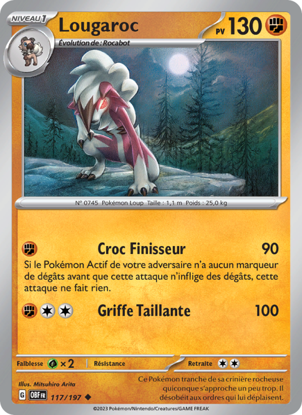 Lougaroc 117 — Flammes Obsidiennes (French Pokémon TCG card)