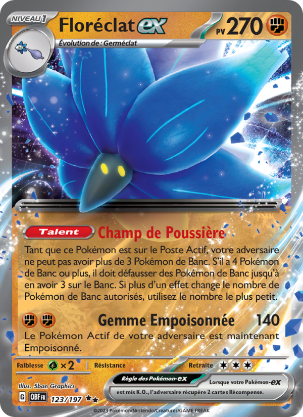 Floréclat-ex 123 — Flammes Obsidiennes (French Pokémon TCG card)
