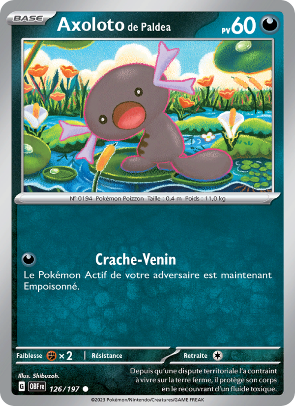 Axoloto de Paldea 126 — Flammes Obsidiennes (French Pokémon TCG card)