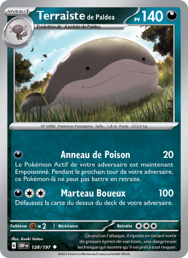 Terraiste de Paldea 128 — Flammes Obsidiennes (French Pokémon TCG card)
