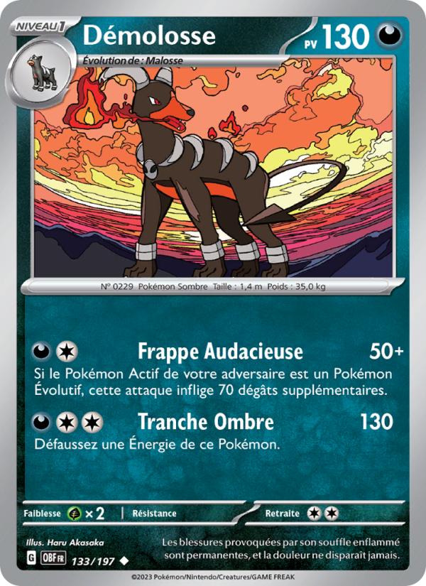 Démolosse 133 — Flammes Obsidiennes (French Pokémon TCG card)