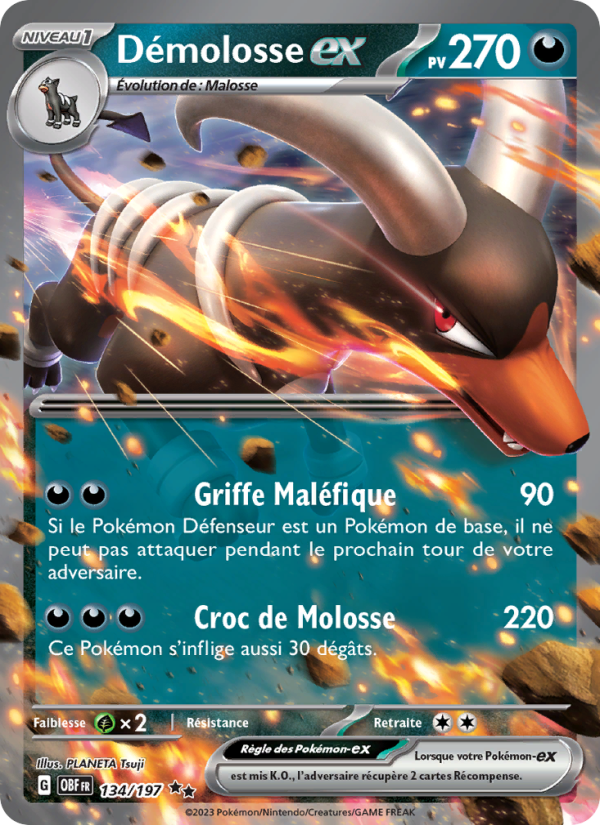 Démolosse-ex 134 — Flammes Obsidiennes (French Pokémon TCG card)
