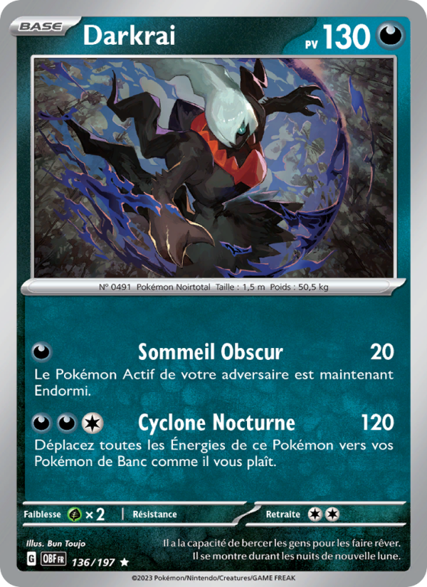 Darkrai 136 — Flammes Obsidiennes (French Pokémon TCG card)