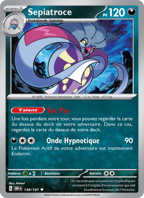 Sepiatroce 138 — Flammes Obsidiennes (French Pokémon TCG card)