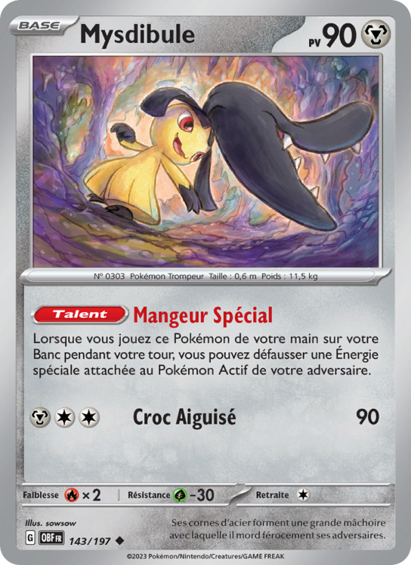 Mysdibule 143 — Flammes Obsidiennes (French Pokémon TCG card)
