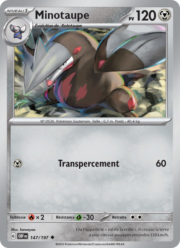 Minotaupe 147 — Flammes Obsidiennes (French Pokémon TCG card)