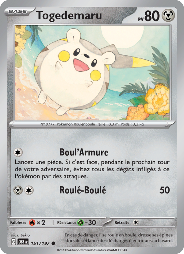 Togedemaru 151 — Flammes Obsidiennes (French Pokémon TCG card)