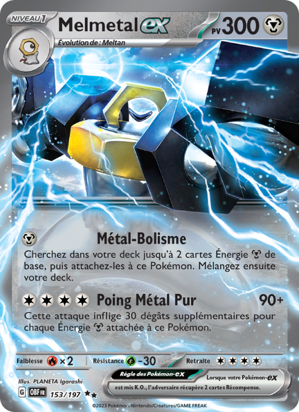 Melmetal-ex 153 — Flammes Obsidiennes (French Pokémon TCG card)