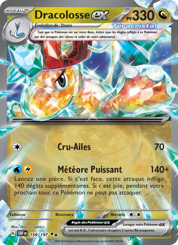 Dracolosse-ex 159 — Flammes Obsidiennes (French Pokémon TCG card)