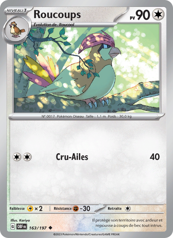 Roucoups 163 — Flammes Obsidiennes (French Pokémon TCG card)