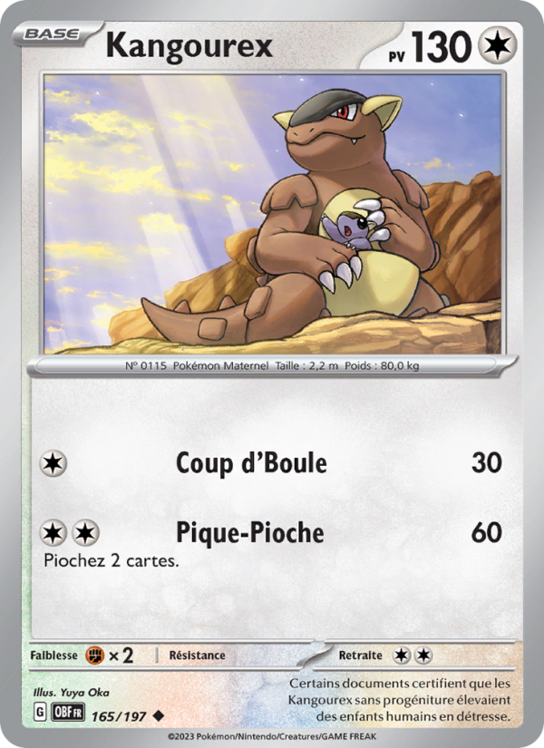Kangourex 165 — Flammes Obsidiennes (French Pokémon TCG card)