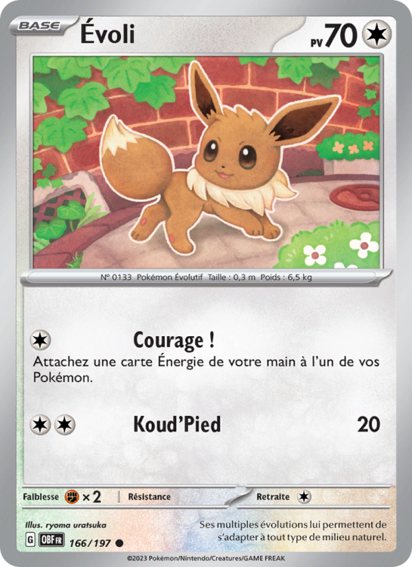 Évoli 166 — Flammes Obsidiennes (French Pokémon TCG card)