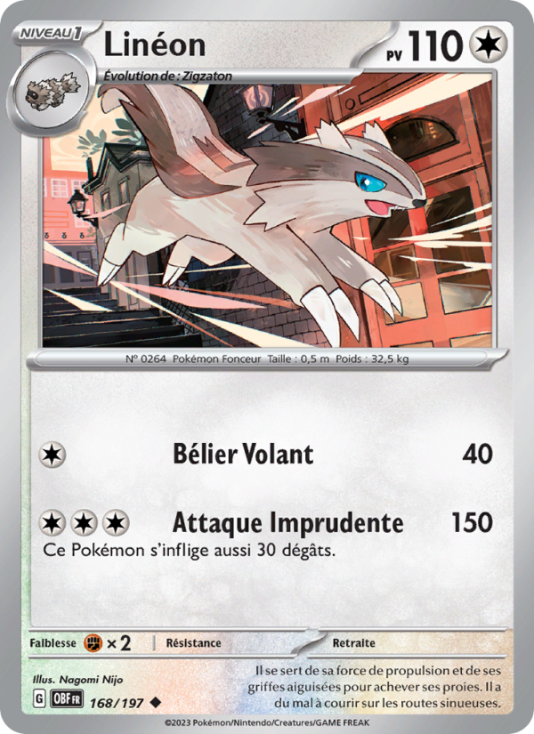 Linéon 168 — Flammes Obsidiennes (French Pokémon TCG card)