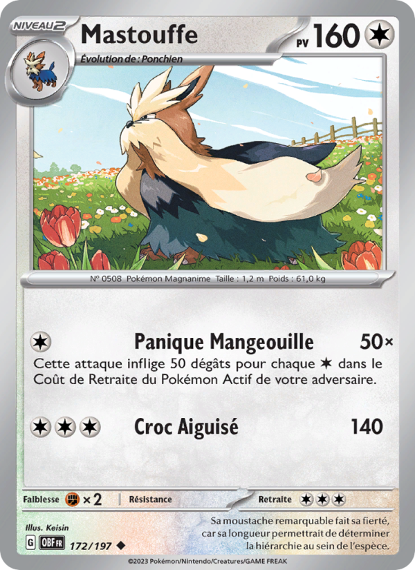 Mastouffe 172 — Flammes Obsidiennes (French Pokémon TCG card)