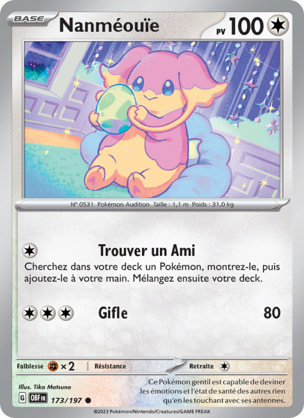 Nanméouïe 173 — Flammes Obsidiennes (French Pokémon TCG card)