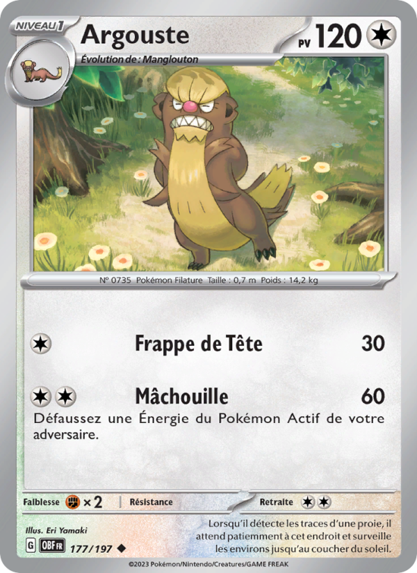 Argouste 177 — Flammes Obsidiennes (French Pokémon TCG card)