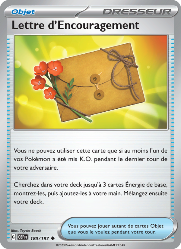 Lettre d'Encouragement 189 — Flammes Obsidiennes (French Pokémon TCG card)