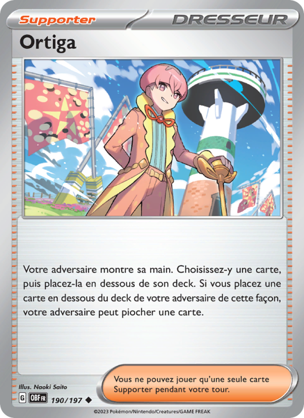 Ortiga 190 — Flammes Obsidiennes (French Pokémon TCG card)