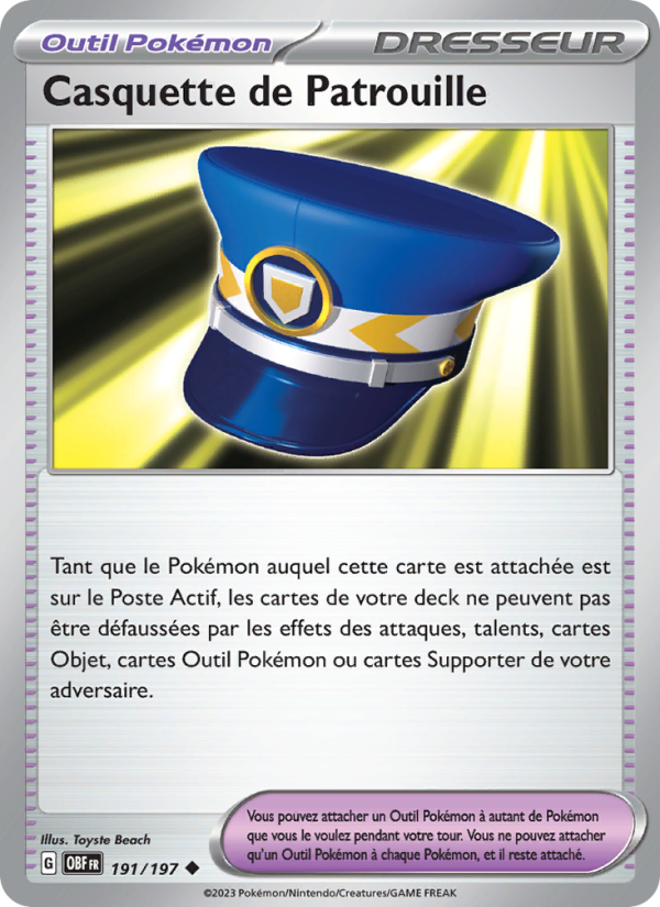 Casquette de Patrouille 191 — Flammes Obsidiennes (French Pokémon TCG card)
