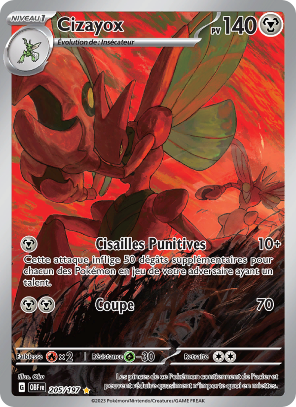 Cizayox 205 — Flammes Obsidiennes (French Pokémon TCG card)
