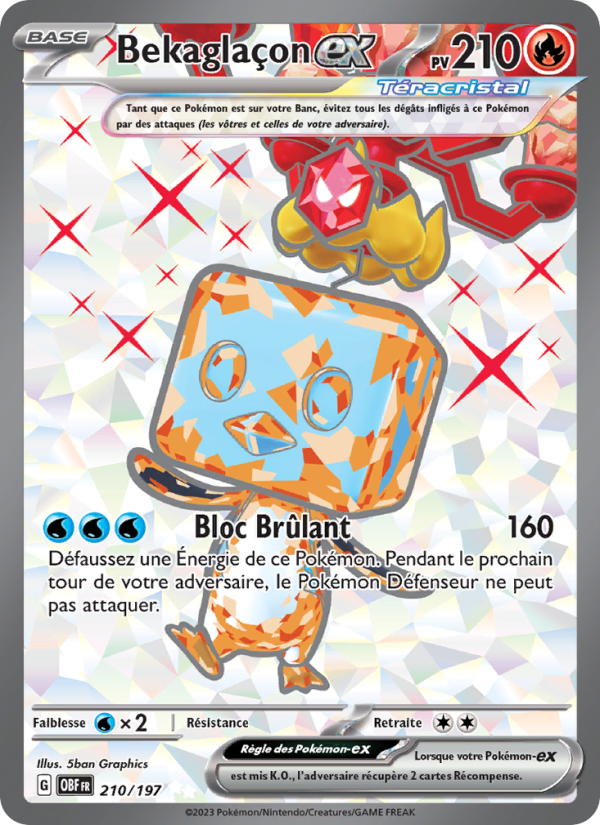 Bekaglaçon-ex 210 — Flammes Obsidiennes (French Pokémon TCG card)