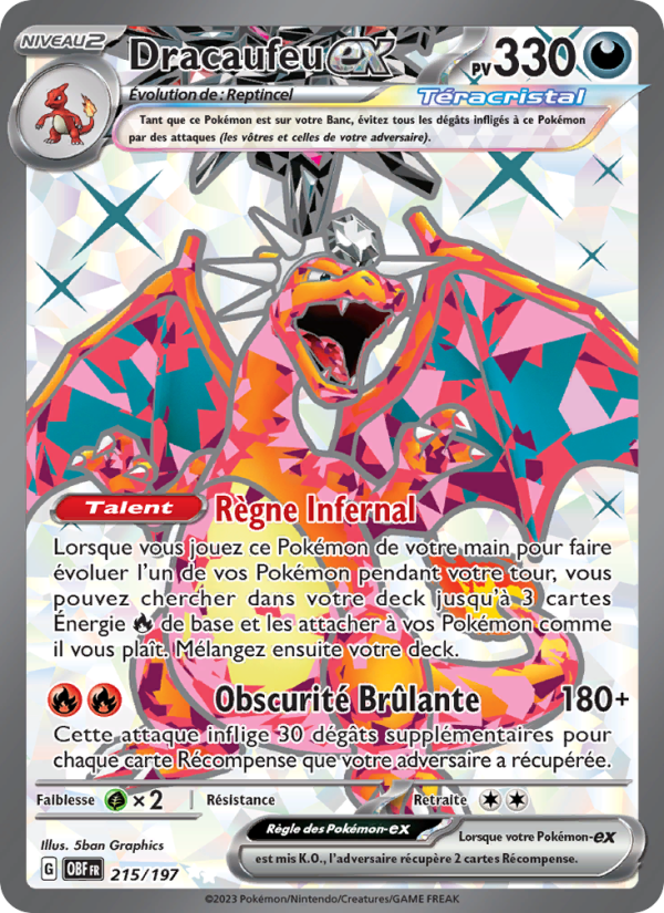 Dracaufeu-ex 215 — Flammes Obsidiennes (French Pokémon TCG card)