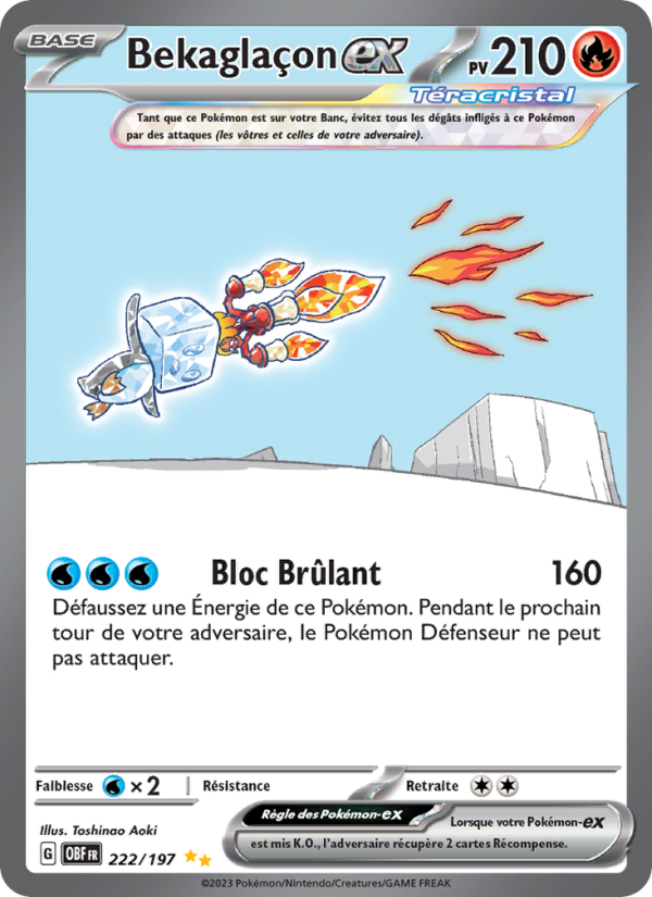 Bekaglaçon-ex 222 — Flammes Obsidiennes (French Pokémon TCG card)